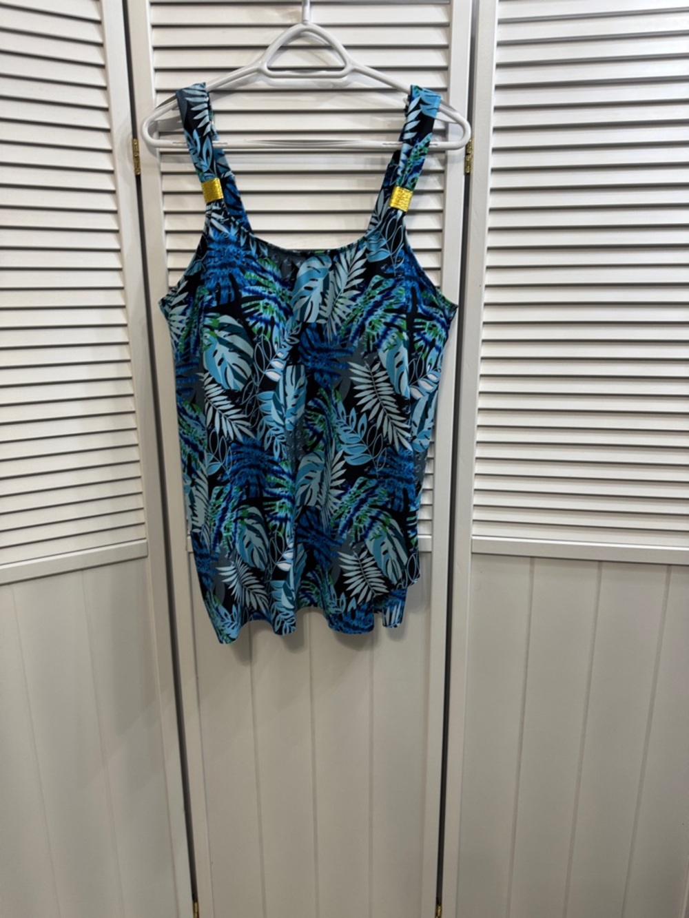 Blue Tropical Print Womens Tank Top